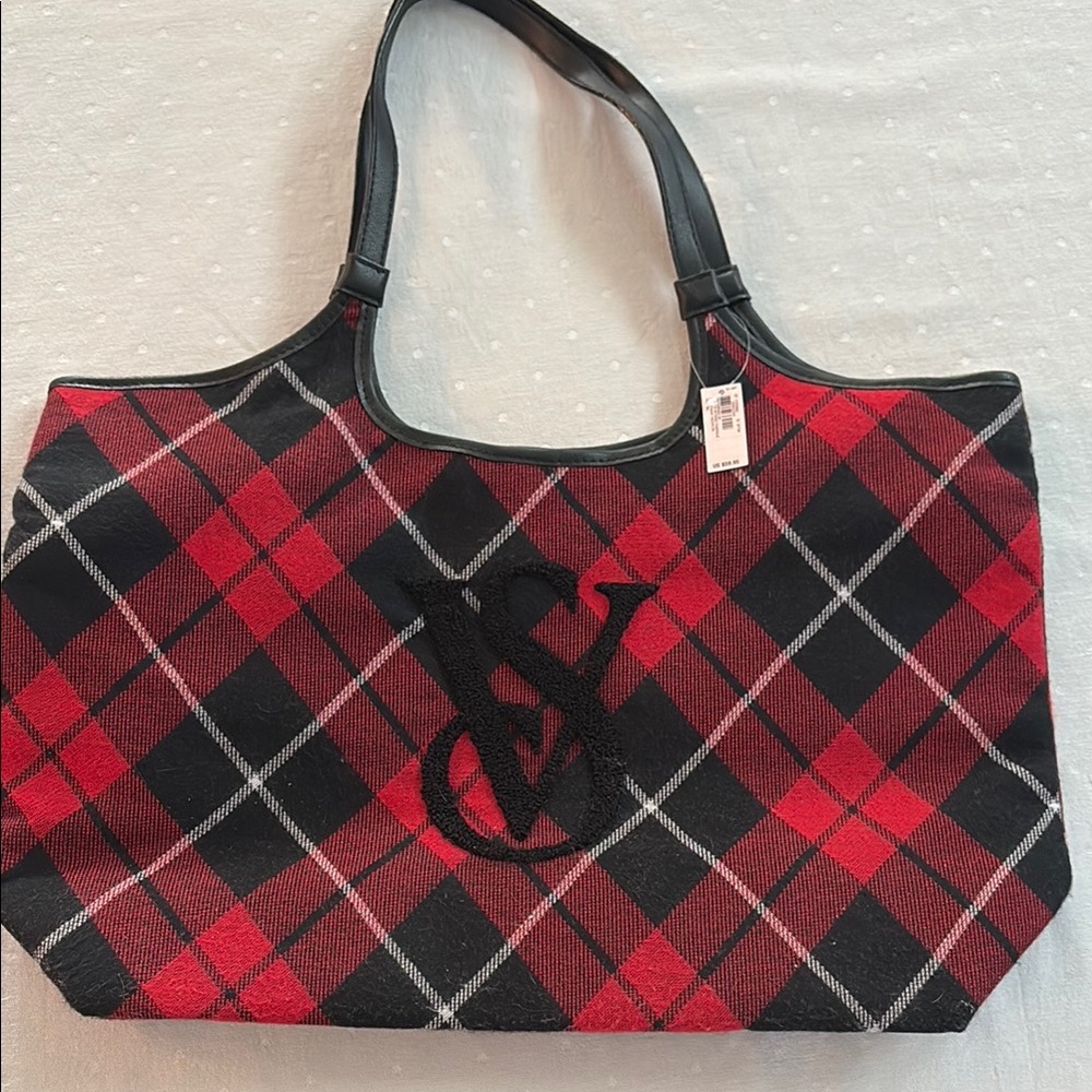 VS Red and Black Plaid Tote Bag